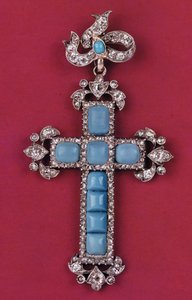 Cruz colgante, c.1780 diamantes y turquesas